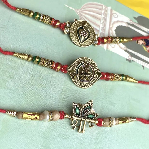 Beautiful Devine Rakhi Shiv, Krishna And Shree (Set of 3)