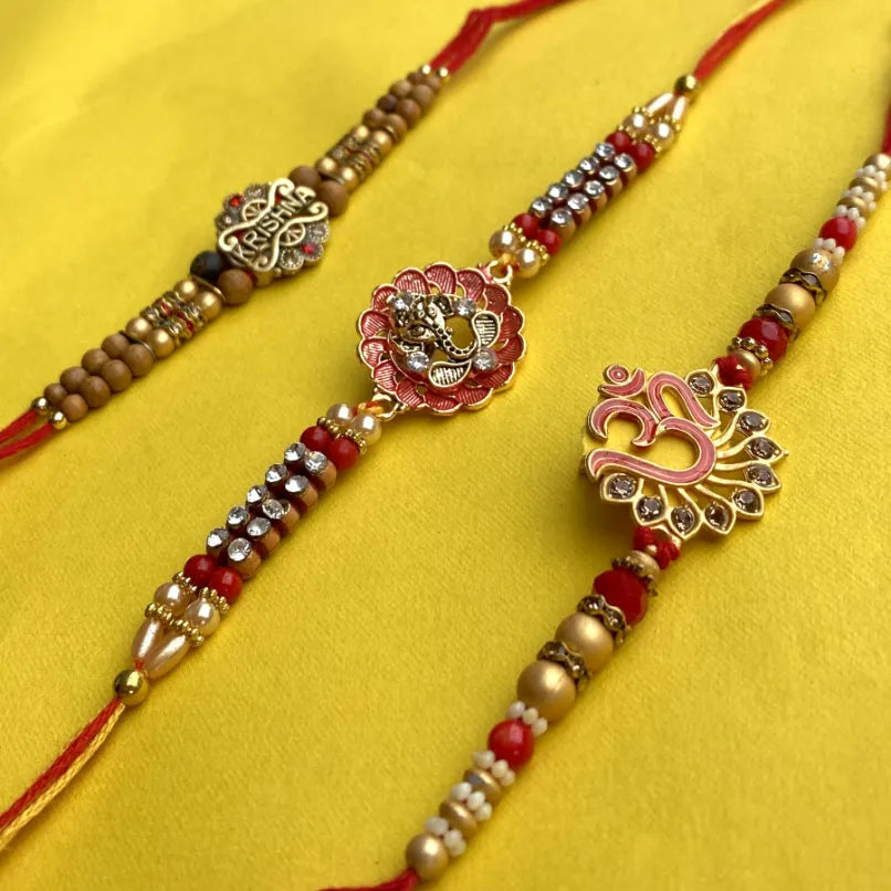 Devine Rakhi OM, Ganesh ji and Krishna (Set of 3)